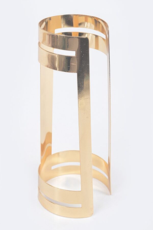 Wide Polished Metal Cuff Bracelet – Contoured Design