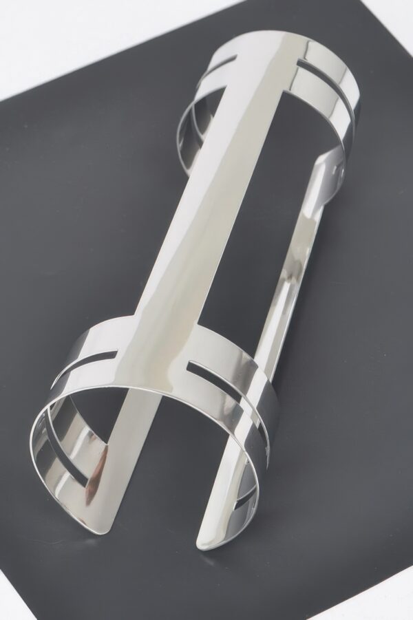 Wide Polished Metal Cuff Bracelet – Contoured Design