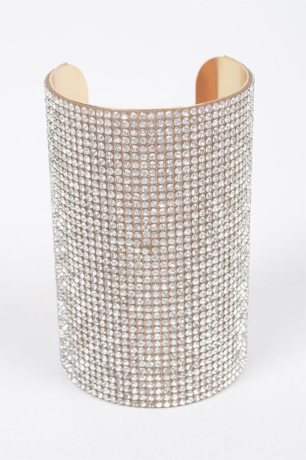 Rhinestone Metal Cuff Bracelet – Polished Open Band