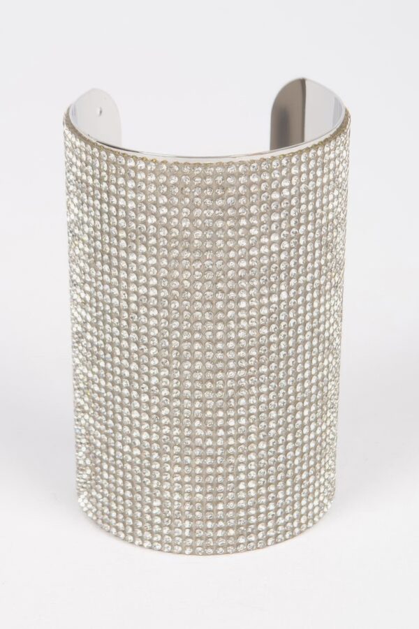 Rhinestone Metal Cuff Bracelet – Polished Open Band