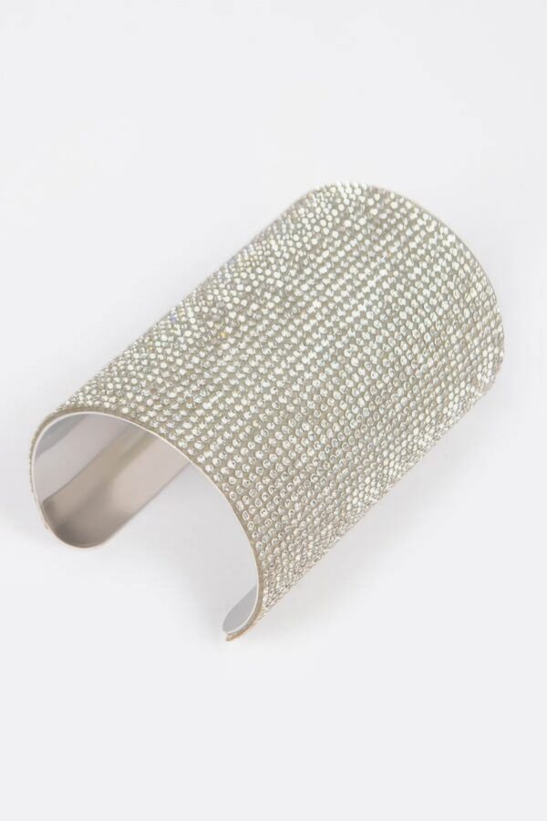 Rhinestone Metal Cuff Bracelet – Polished Open Band