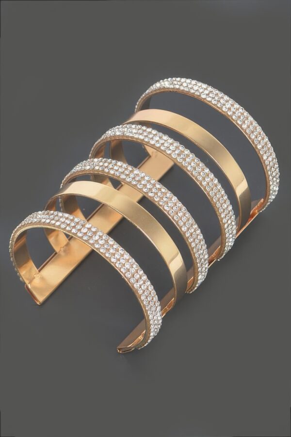 Rhinestone Metal Cuff – Polished Open Bracelet