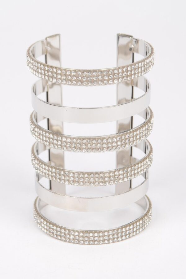 Rhinestone Metal Cuff – Polished Open Bracelet