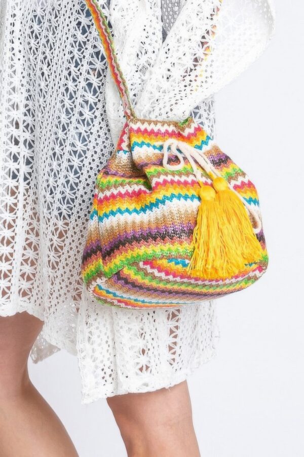 Chevron Stripe Bucket Bag – Vibrant Multi Color