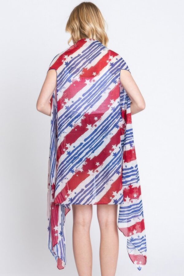 Diagonal Stars & Stripes Open-Front American Flag Vest
