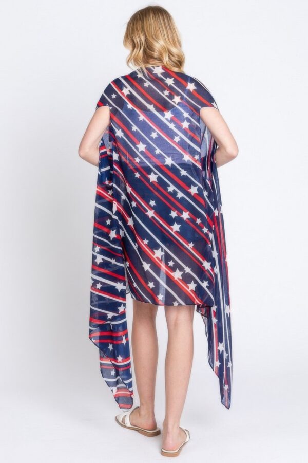 Diagonal Stripes & Stars Print Sleeveless Vest