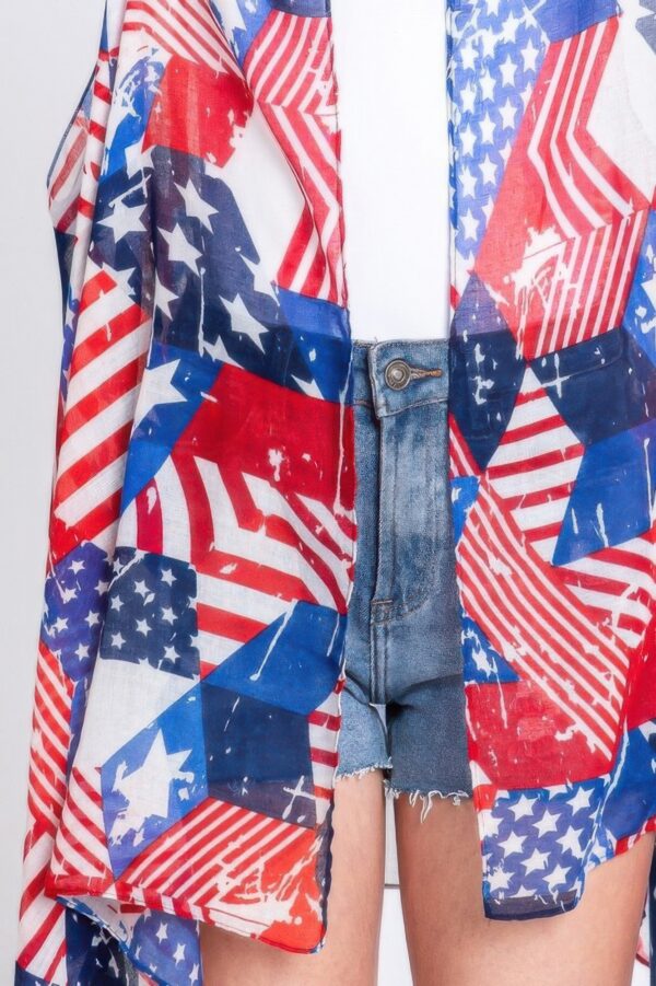 American Flag Multi-Pattern Open-Front Vest