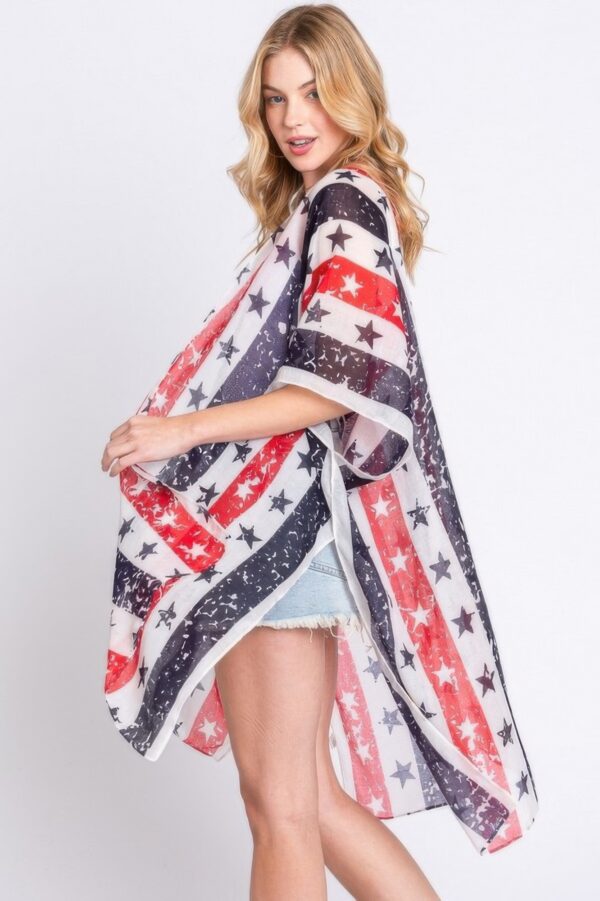 Stars & Stripes Open-Front Kimono – Patriotic Print