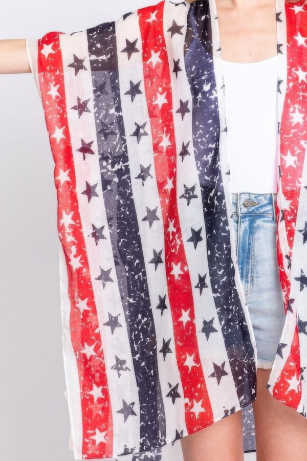 Stars & Stripes Open-Front Kimono – Patriotic Print