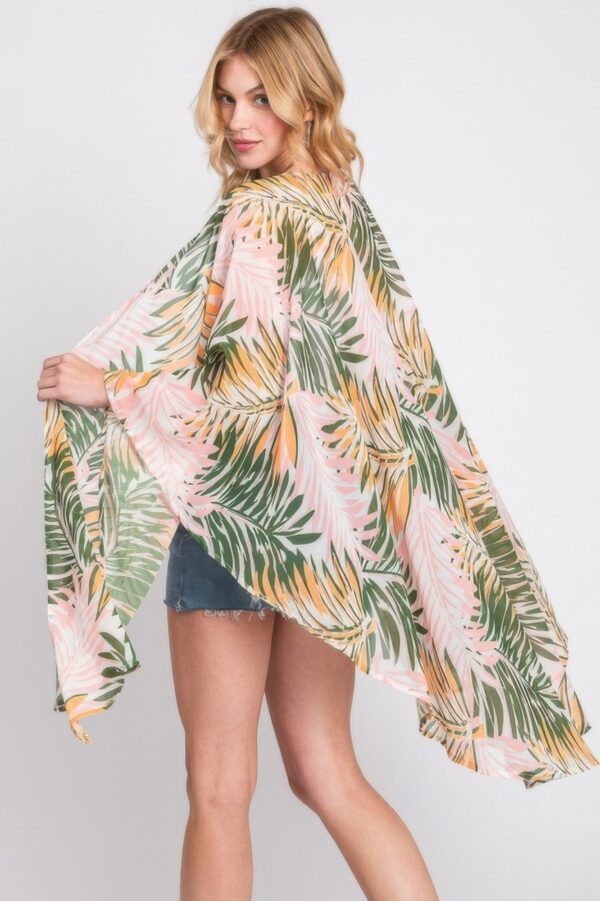 Tropical Leaves Shawl Cover-Up – Lightweight