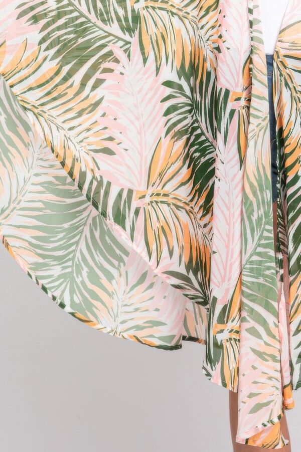 Tropical Leaves Shawl Cover-Up – Lightweight