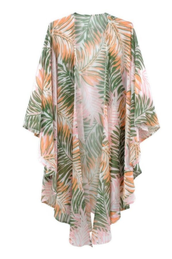 Tropical Leaves Shawl Cover-Up – Lightweight