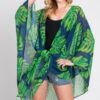 Tropical Leaves Shawl Cover-Up – Lightweight Resort Wrap
