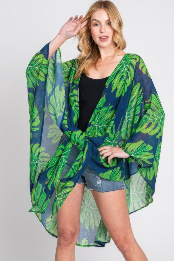 Tropical Leaves Shawl Cover-Up – Lightweight Resort Wrap
