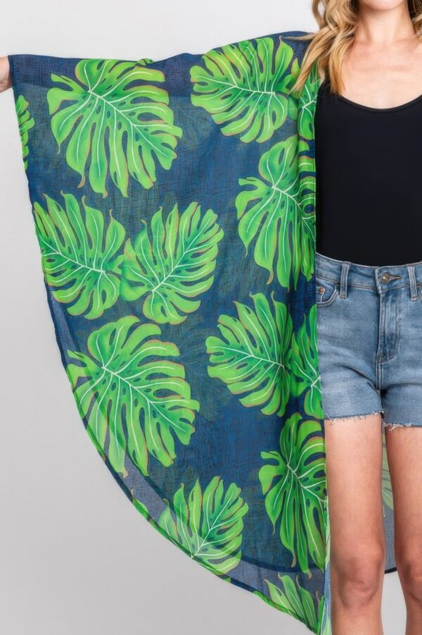 Tropical Leaves Shawl Cover-Up – Lightweight Resort Wrap