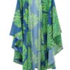Tropical Leaves Shawl Cover-Up – Lightweight Resort Wrap