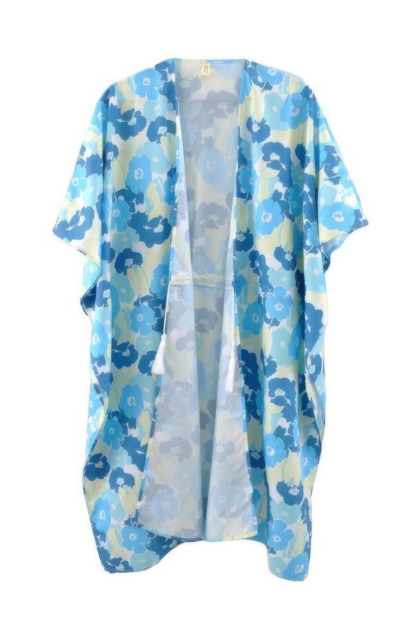 Floral Self-Tie Open-Front Swim Cover-Up