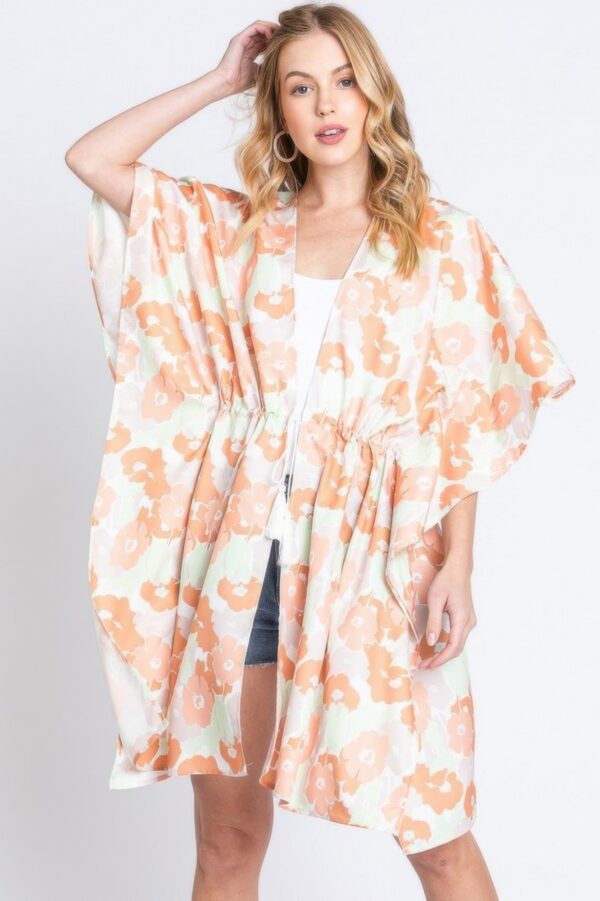 Floral Self-Tie Open-Front Swim Cover-Up