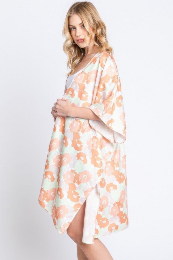 Floral Self-Tie Open-Front Swim Cover-Up
