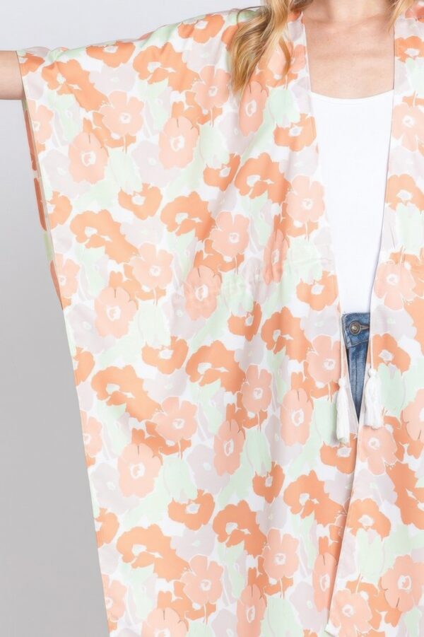 Floral Self-Tie Open-Front Swim Cover-Up