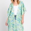 Floral Drawstring Open-Front Cover-Up Kimono