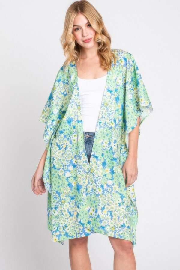 Floral Drawstring Open-Front Cover-Up Kimono