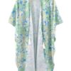 Floral Drawstring Open-Front Cover-Up Kimono