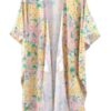 Floral Drawstring Open-Front Cover-Up Kimono