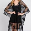 Floral Lace Poncho with Tassel Trim