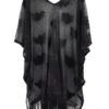 Floral Lace Poncho with Tassel Trim