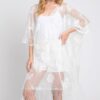 Floral Lace Poncho with Tassel Trim