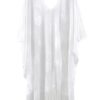 Floral Lace Poncho with Tassel Trim