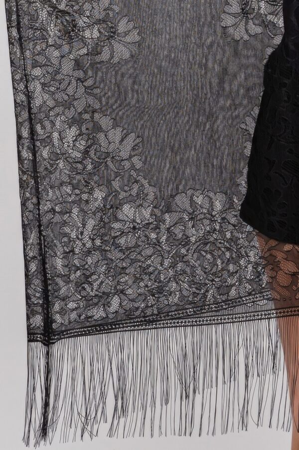 Floral Lace Kimono with Tassel Trim