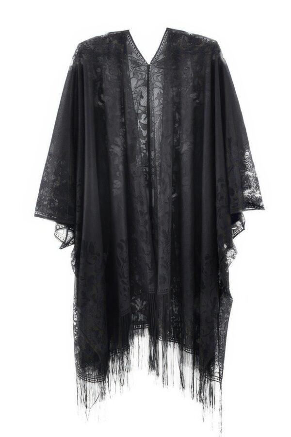 Floral Lace Kimono with Tassel Trim