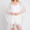 Floral Lace Kimono with Tassel Trim