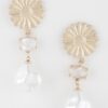Sunflower Pearl Drop Earrings – Floral Motif