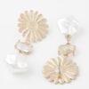 Sunflower Pearl Drop Earrings – Floral Motif