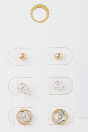 Multi-Jewel Stud Earring Set – Mixed Cut Sparkle