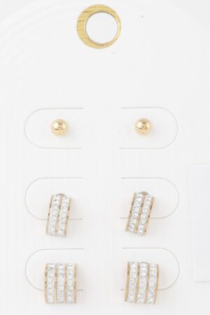 Multi Rhinestone Stud Earring Set – Assorted Styles
