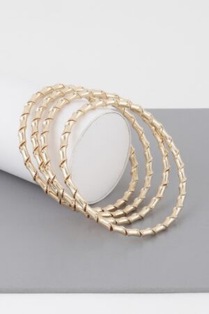 Bamboo Twist Bracelet – Sculpted Metallic Slip-On