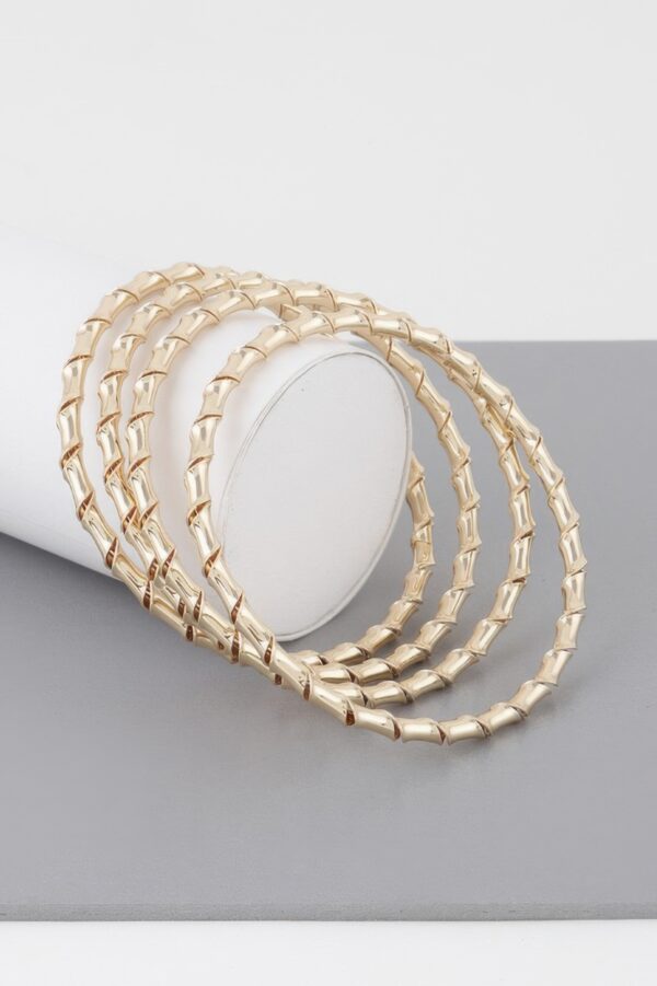 Bamboo Twist Bracelet – Sculpted Metallic Slip-On