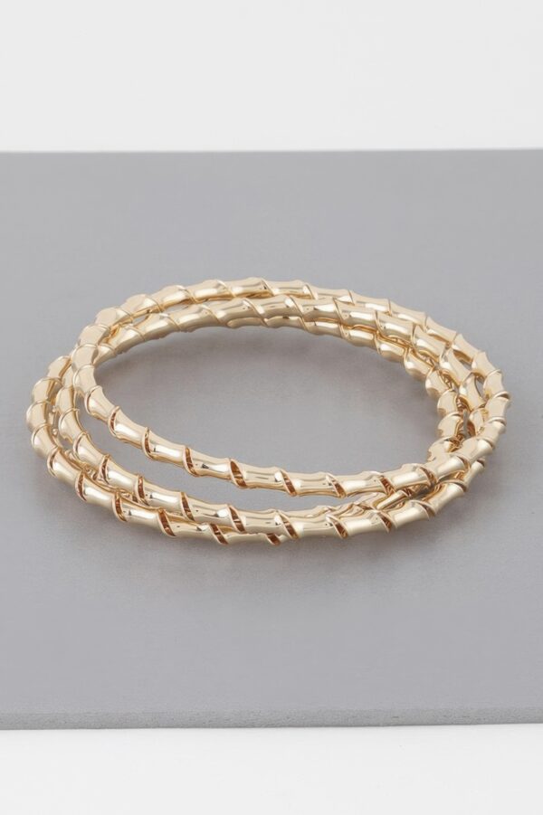 Bamboo Twist Bracelet – Sculpted Metallic Slip-On