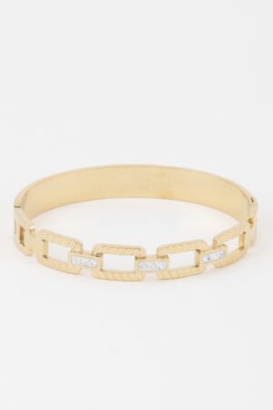 Ribbed Chain Clasp Bracelet – Polished Metallic