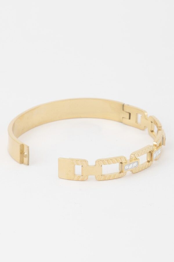 Ribbed Chain Clasp Bracelet – Polished Metallic