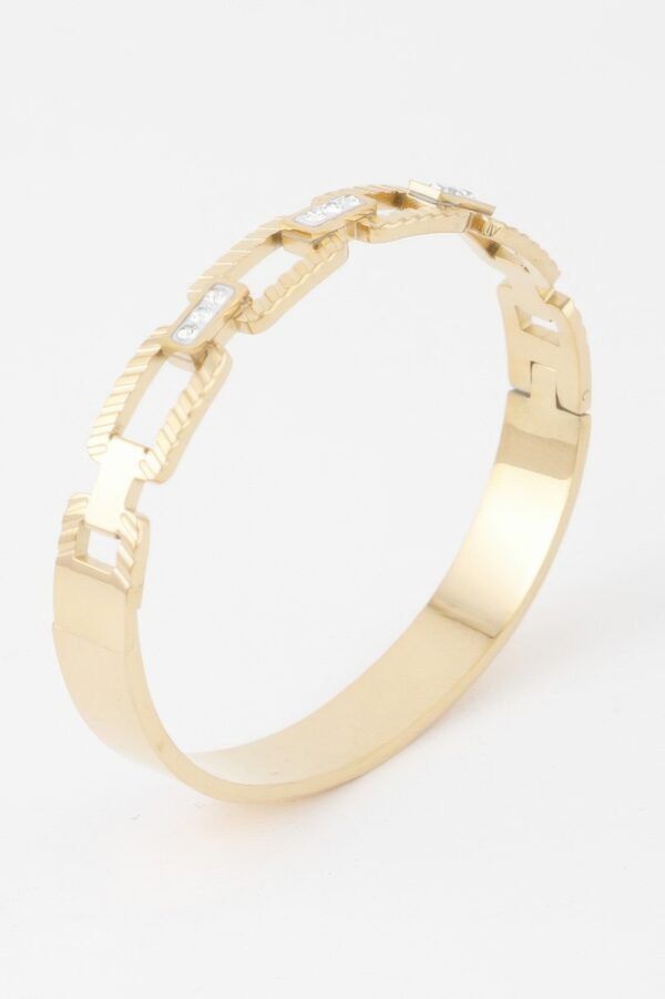 Ribbed Chain Clasp Bracelet – Polished Metallic