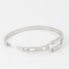 Curb Chain Bracelet with Jeweled Clasp – Polished Metallic