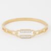 Curb Chain Bracelet with Jeweled Clasp – Polished Metallic