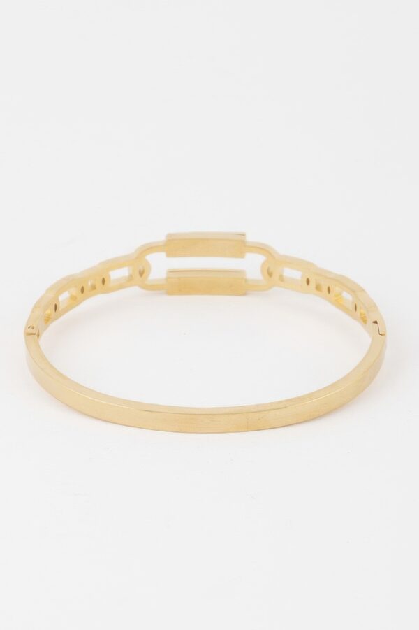 Curb Chain Bracelet with Jeweled Clasp – Polished Metallic