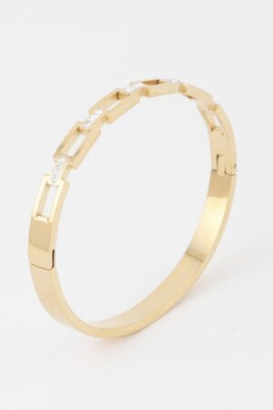 Crystal-Accent Chain Clasp Bracelet – Metallic Shine