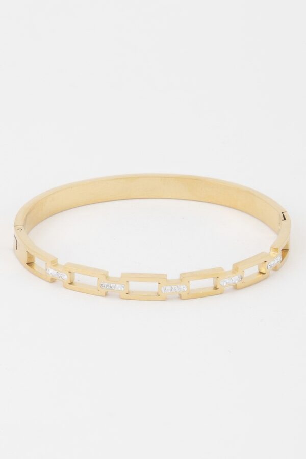 Crystal-Accent Chain Clasp Bracelet – Metallic Shine